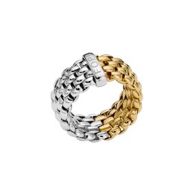 Weißgold, Ringe, FOPE Zweifarbiger Flex'it Essentials Ring mit ovalem Kettengeflecht 07E04AX_XX_2_XBX_00S