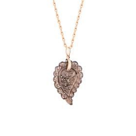 Roségold, Halsschmuck, Tamara Comolli INDIA Leaf Anhänger Small Rauchquarz P-IND-s-Smo-rg