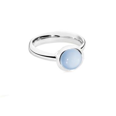 Ringe, Weißgold, Tamara Comolli BOUTON large Ring Chalcedony blue