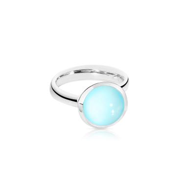 Ringe, Weißgold, Tamara Comolli BOUTON Ring large Aqua Chalcedon