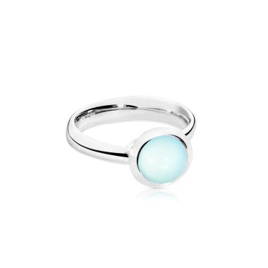 Ringe, Weißgold, Tamara Comolli BOUTON Ring small Aqua Chalcedon