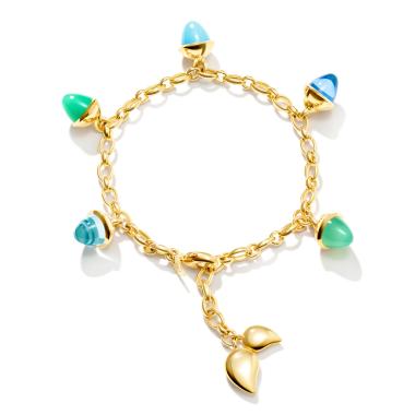 Armschmuck, Gelbgold, Tamara Comolli MIKADO Armband Flamenco Charm 'Lagoon' 