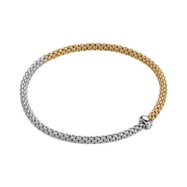 Armschmuck, Weißgold, FOPE Flex'it Prima Armband mit zweifarbigem Geflecht