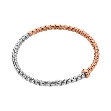 Armschmuck, Weißgold, FOPE Flex'it Eka Armband mit zweifarbigem Geflecht